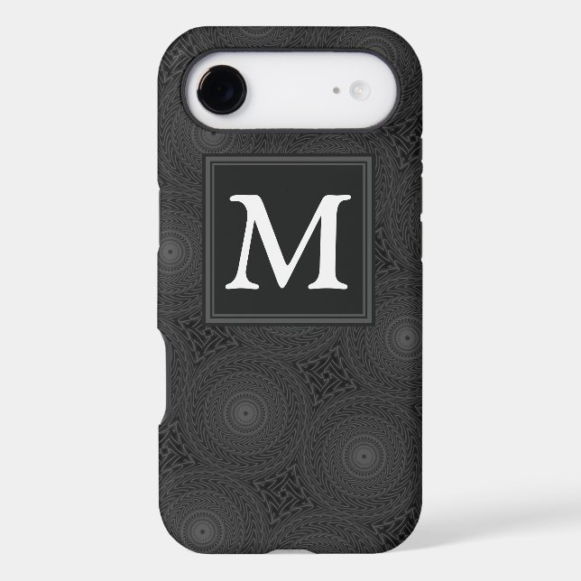 Monogram charcoal circles pattern Case-Mate iPhone case (Back)