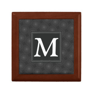 Monogram charcoal circles pattern gift box