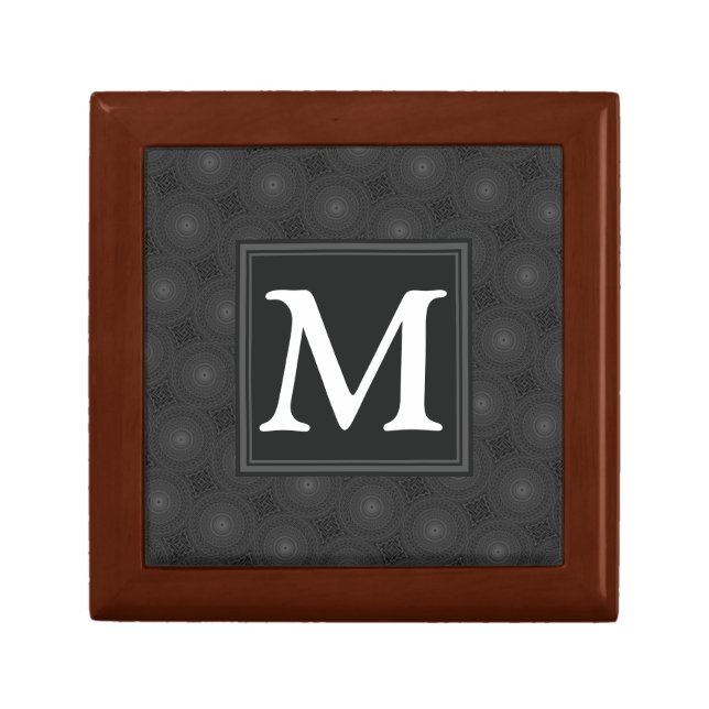 Monogram charcoal circles pattern gift box (Front)