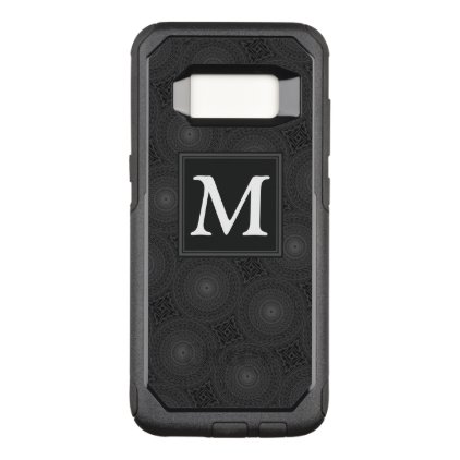 Monogram charcoal circles pattern OtterBox commuter samsung galaxy s8 case