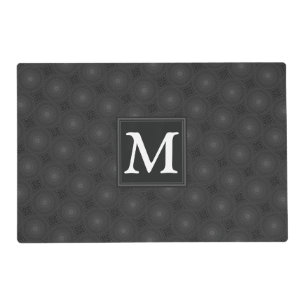 Monogram charcoal circles pattern placemat