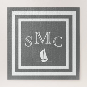 MONOGRAM Charcoal Gray Solid color plain Jigsaw Puzzle