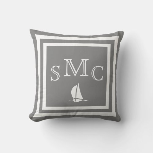 MONOGRAM Charcoal Gray Solid color  plain Outdoor Pillow