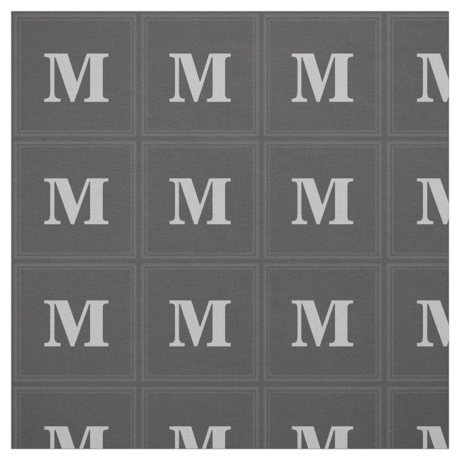 Monogram charcoal squares fabric (Swatch)