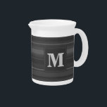 Monogram charcoal stripes beverage pitcher<br><div class="desc">Irregular horizontal stripes in different shades of dark gray</div>
