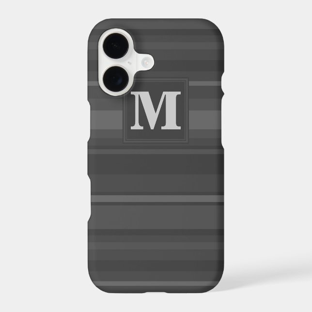 Monogram charcoal stripes Case-Mate iPhone case (Back)