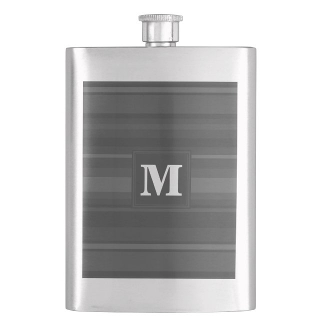 Monogram charcoal stripes flask (Front)