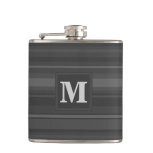 Monogram charcoal stripes flask