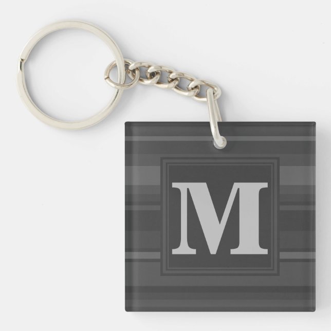 Monogram charcoal stripes keychain (Front)