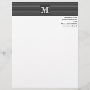 Monogram charcoal stripes letterhead