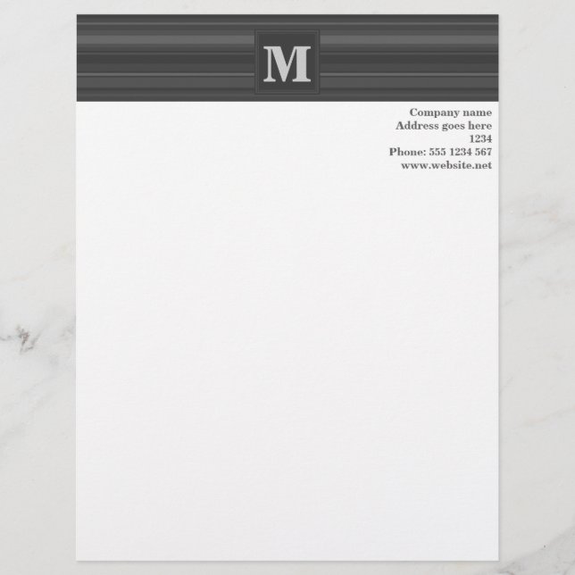 Monogram charcoal stripes letterhead (Front)