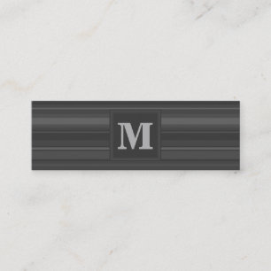 Monogram charcoal stripes mini business card