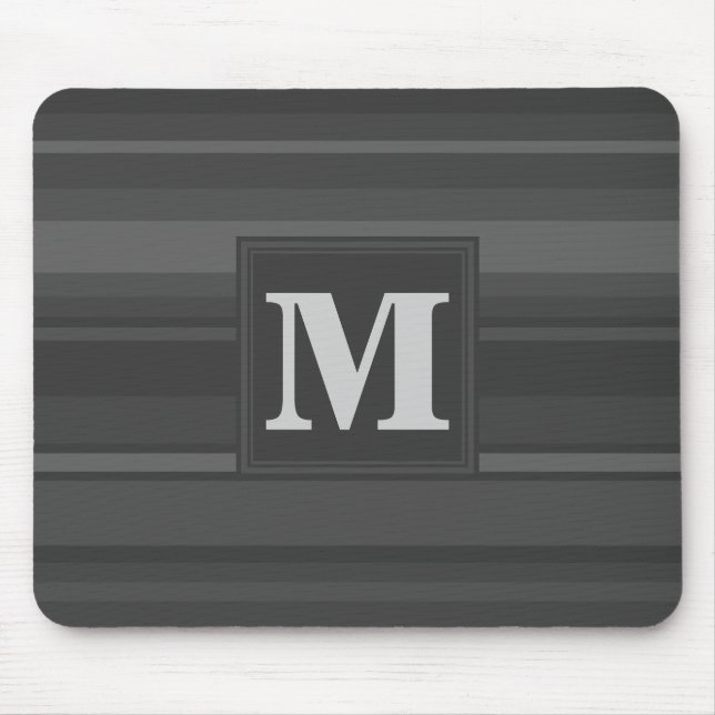 Monogram charcoal stripes mouse pad (Front)