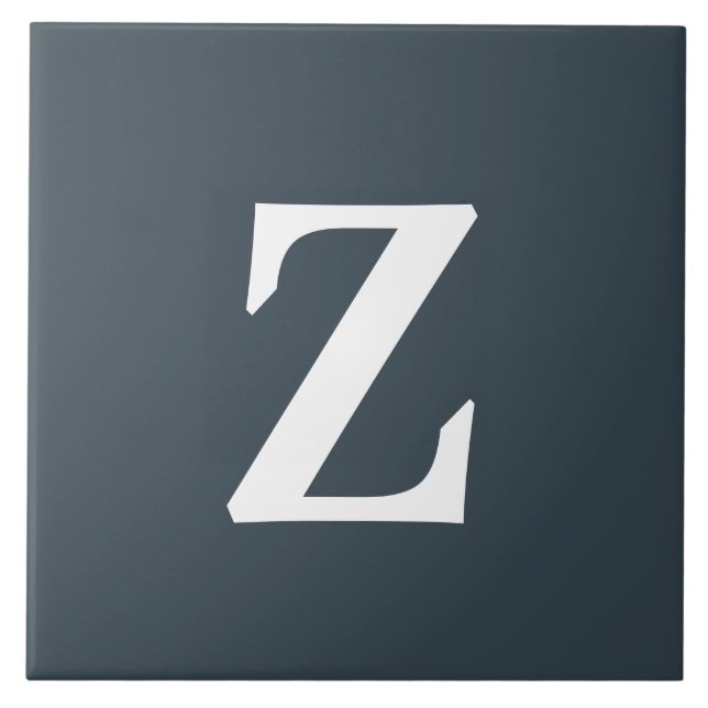 Monogram Charcoal Stylish Color Complementing Tile (Front)