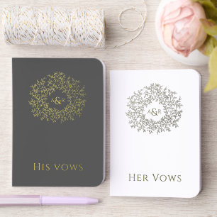 Monogram charcoal white gold Wedding Vow Books