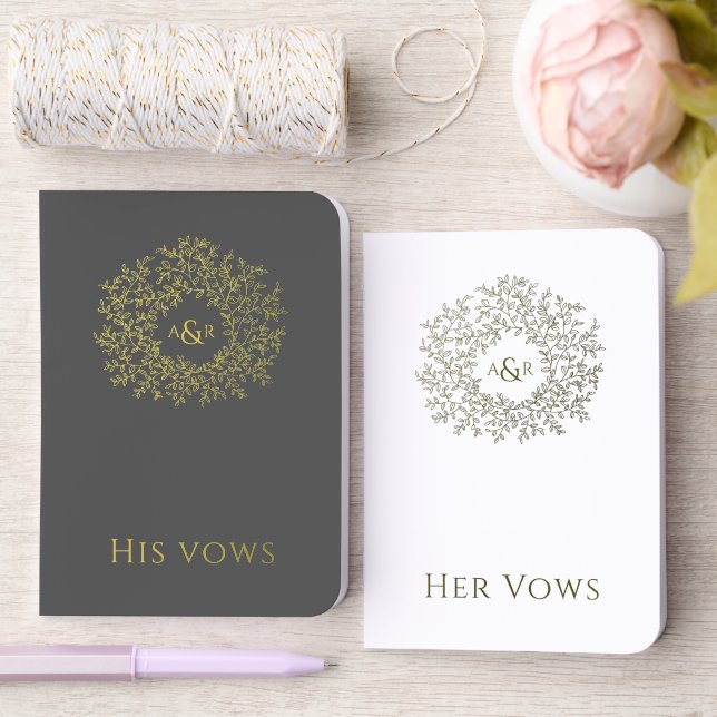 Monogram charcoal white gold Wedding Vow Books (Wedding)