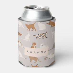 Monogram Charming Cat Pattern Cat Lovers Can Cooler