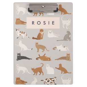 Monogram Charming Cat Pattern Cat Lovers Clipboard