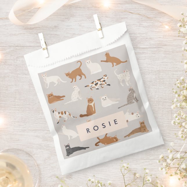 Monogram Charming Cat Pattern Cat Lovers Favor Bag (Clipped)