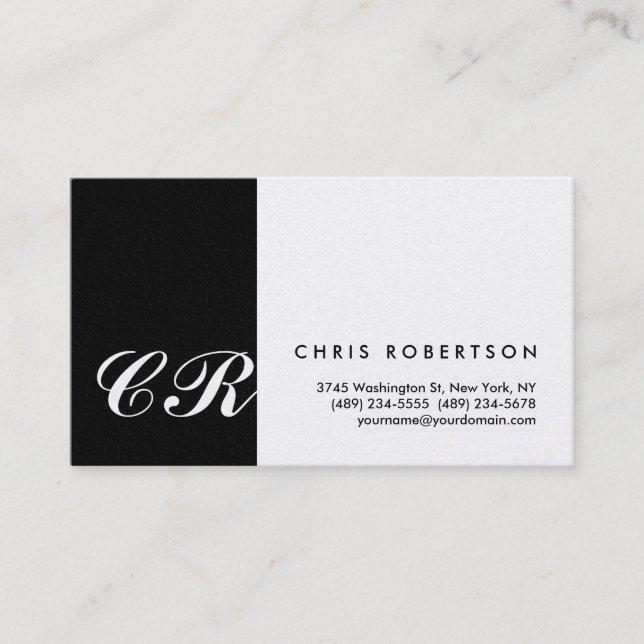 Monogram Charming Stripe Business Card (Front)