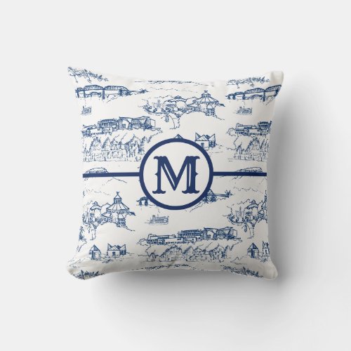 Monogram Chattanooga Blue Throw Pillow