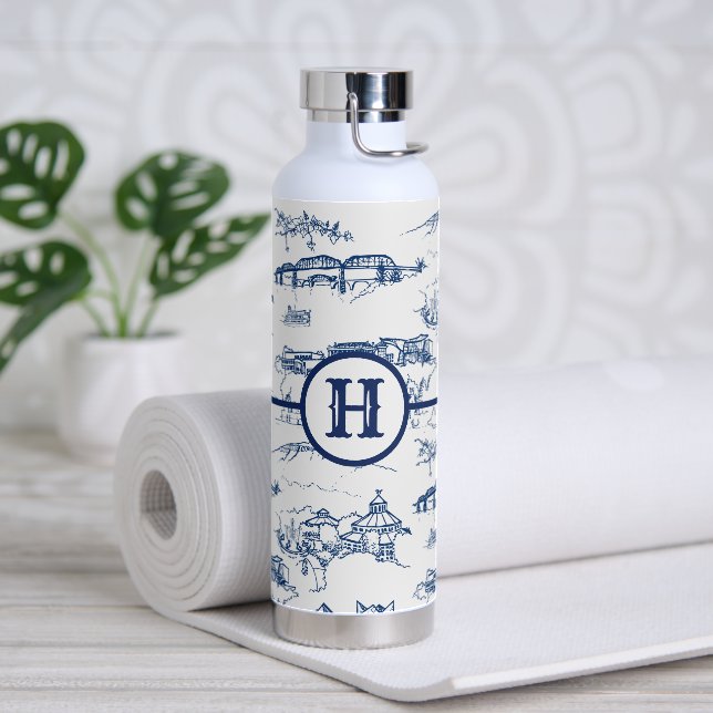 Monogram Chattanooga Toile Blue Water Bottle (Yoga)