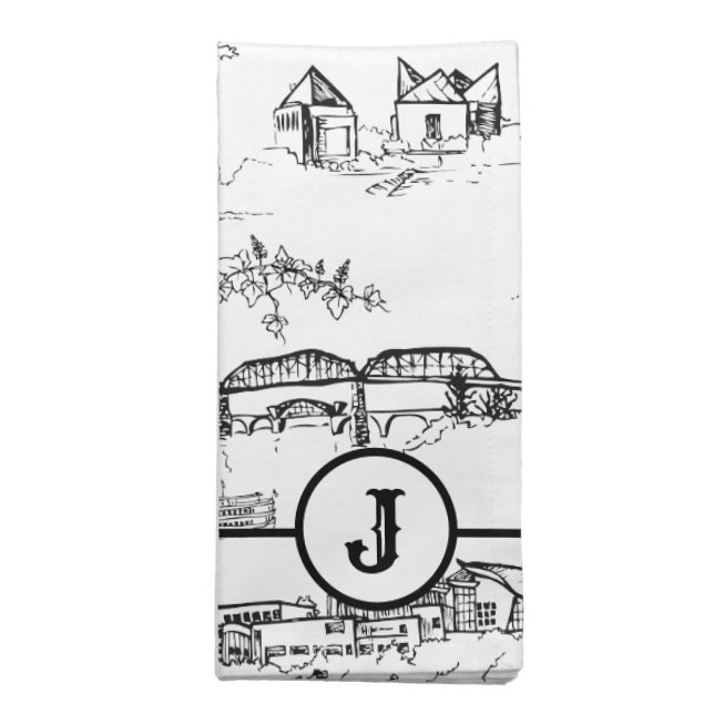 Monogram Chattanooga Toile Cloth Napkin (Folded)