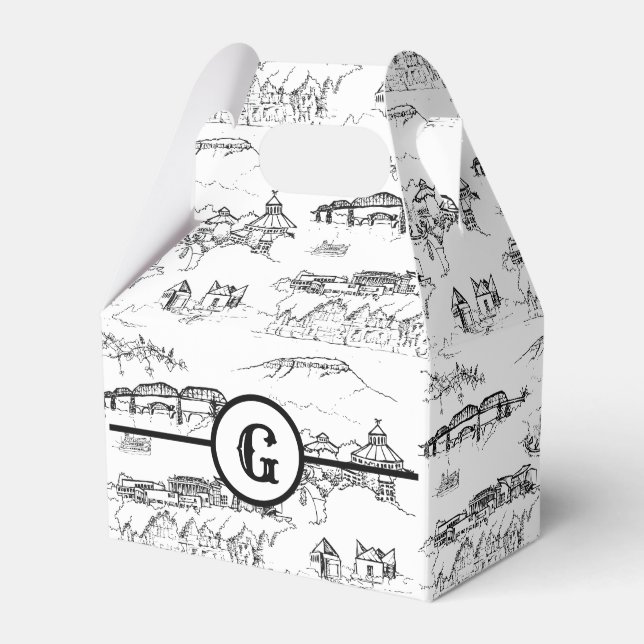 Monogram Chattanooga Toile Favor Box (Front Side)