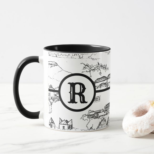 Monogram Chattanooga Toile Mug (With Donut)