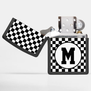 Monogram Checkerboard Jockey Silks Black and White Zippo Lighter