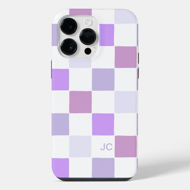 Monogram Checkered Purple Lavender Modern Pattern Iphone Case (Back)