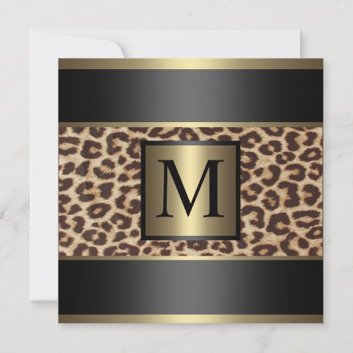 Monogram Cheetah, Leopard Wedding Personalized Announcements