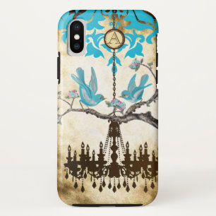 Monogram Cherry Blossom  Bird Chandelier iPhone XS Case