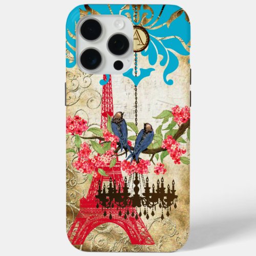 Monogram Cherry Blossom  Bird Chandelier iPhone iPhone 15 Pro Max Case