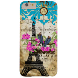 Monogram Cherry Blossom  Bird Chandelier iPhone Barely There iPhone 6 Plus Case