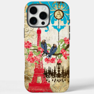 Monogram Cherry Blossom  Bird Chandelier iPhone iPhone 16 Pro Max Case