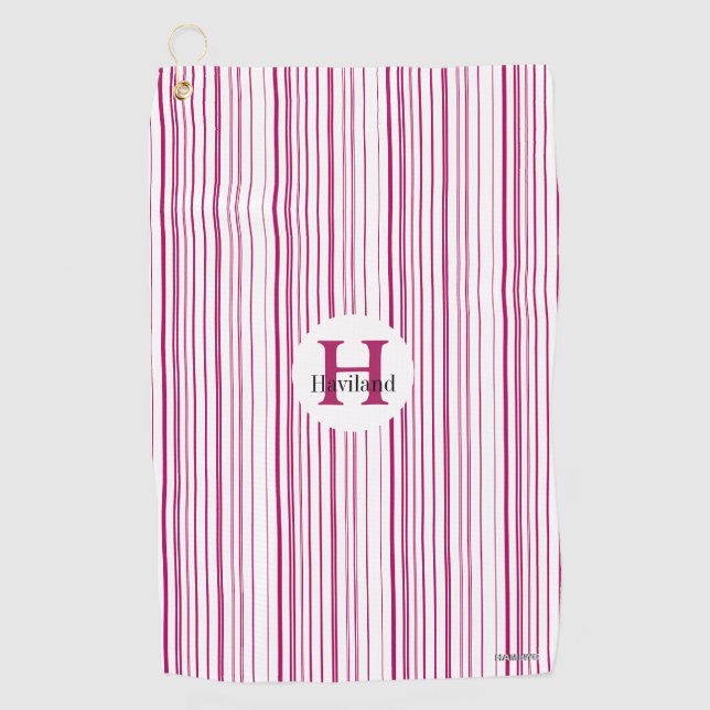 Monogram Cherry Line Monogram Golf Towel HAMbWG (Front)