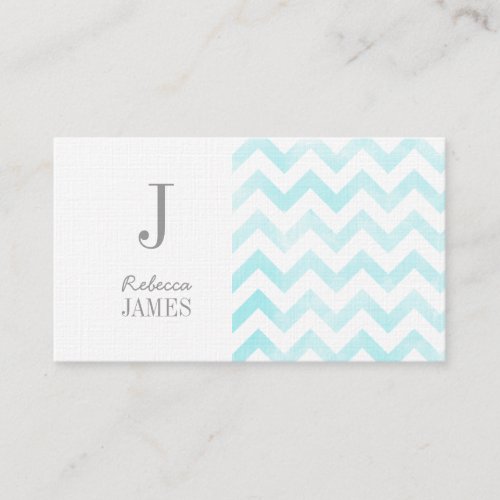 Monogram chevron business cards blue