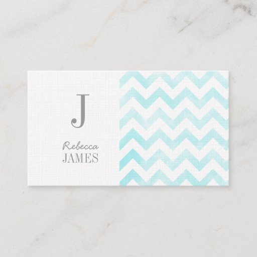 Customizable Monogram chevron business cards blue