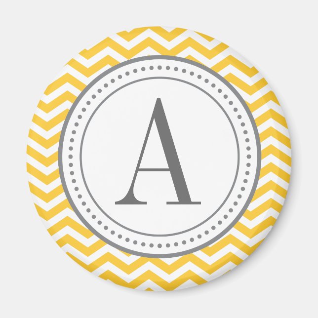 Monogram Chevron Magnet - yellow and gray (Front)