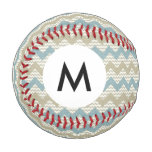 Monogram Chevron pattern on linen texture Baseball