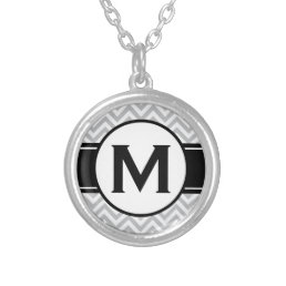 Monogram | Chevron Pattern Silver Plated Necklace