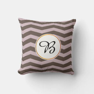 monogram & chevron patterned throw pillow