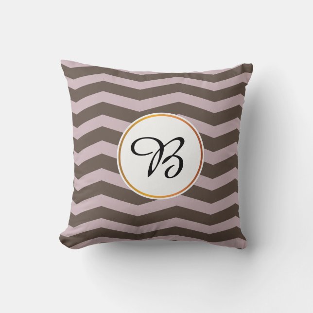 monogram & chevron patterned throw pillow (Front)