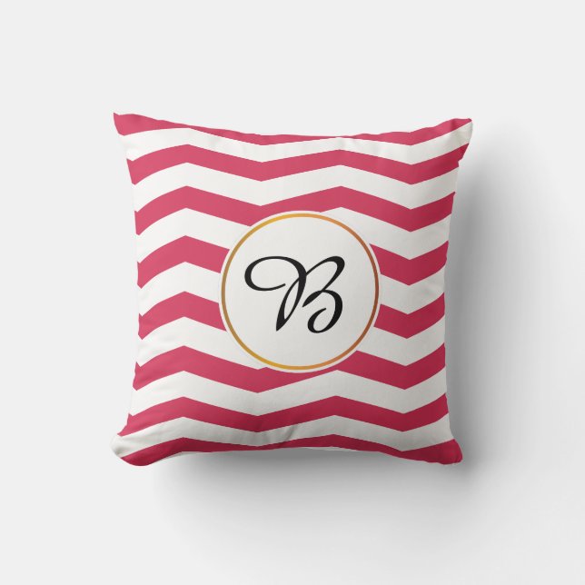 monogram & chevron patterned throw pillow (Front)