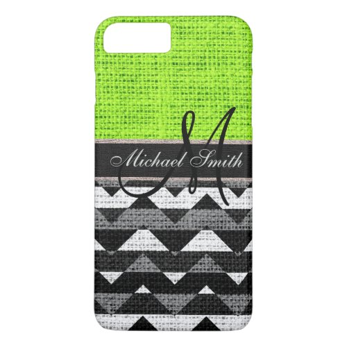 Monogram Chevron Zigzag Burlap Jute 2 iPhone 8 Plus7 Plus Case