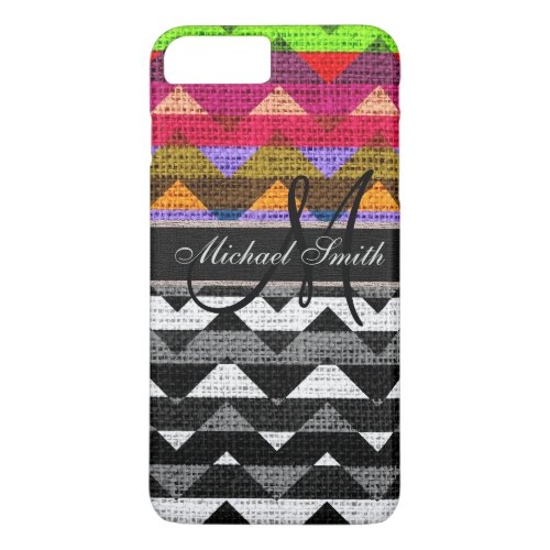 Monogram Chevron Zigzag Burlap Jute 3 iPhone 8 Plus7 Plus Case