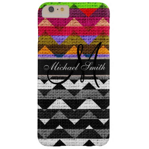 Monogram Chevron Zigzag Burlap Jute 3 Barely There iPhone 6 Plus Case