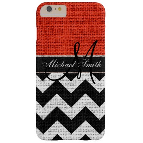 Monogram Chevron Zigzag Burlap Jute Barely There iPhone 6 Plus Case