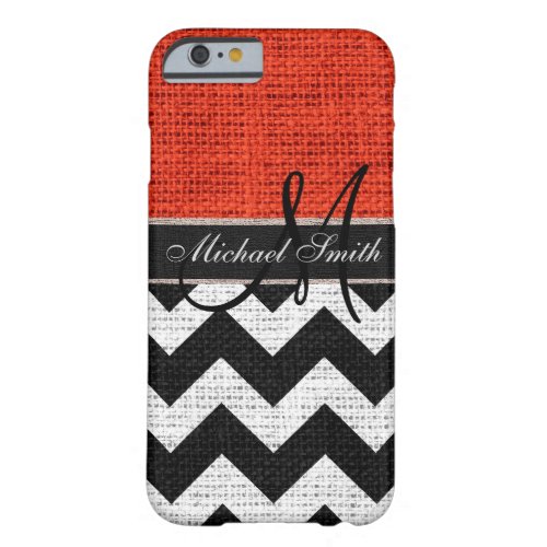 Monogram Chevron Zigzag Burlap Jute Barely There iPhone 6 Case